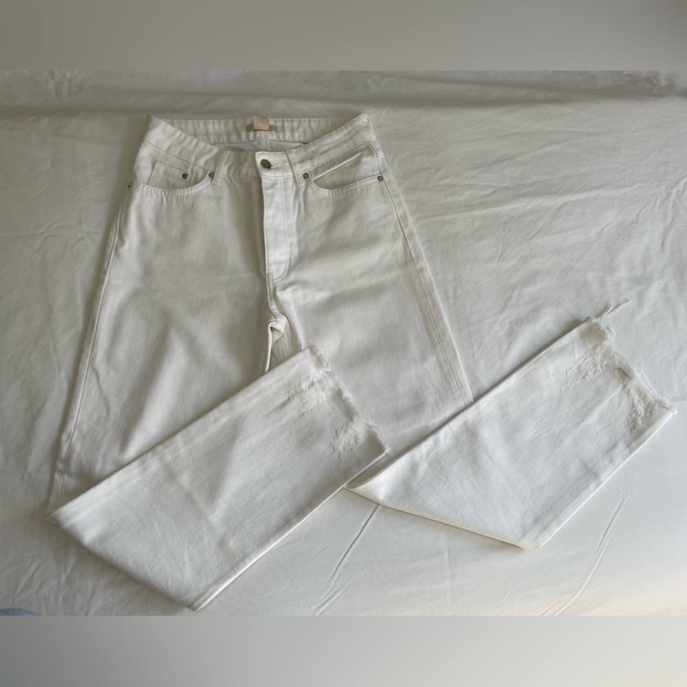 H&M Rough Hem White Denim Jeans